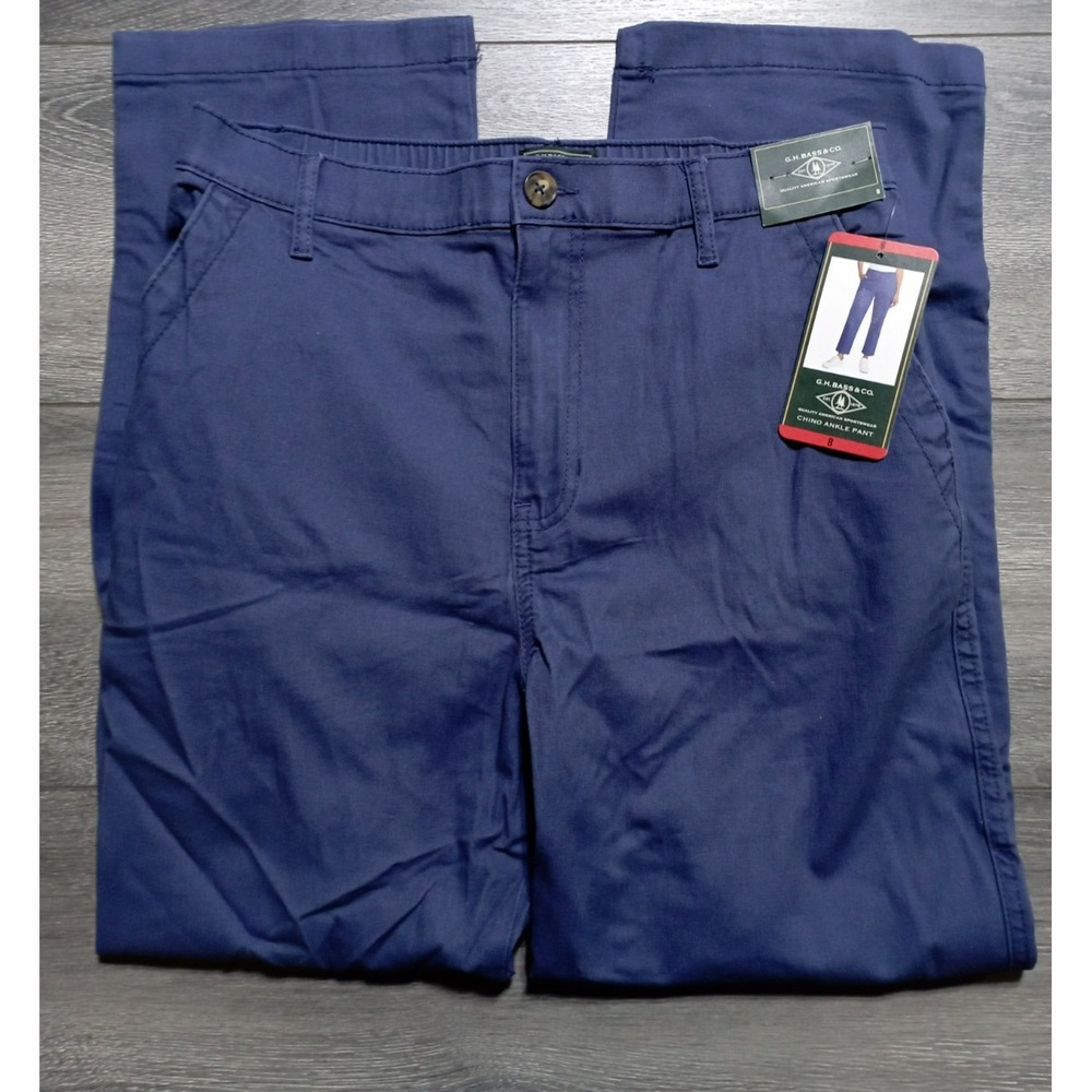 G.H. Bass & Co. Chino Ankle Pant Womens Size 8 Blue Straight Leg 1827014